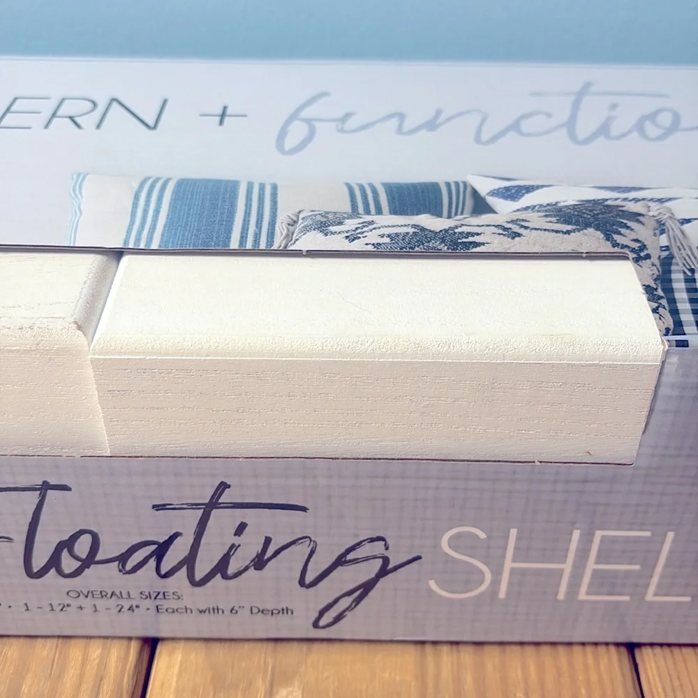 NIB Premier Home Modern Functional 4 Pieces Floating Wall Rustic Wooden Shelf !